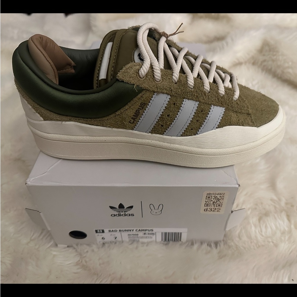 NWT Adidas BAD BUNNY CAMPUS
Olive and Cream Sneakers